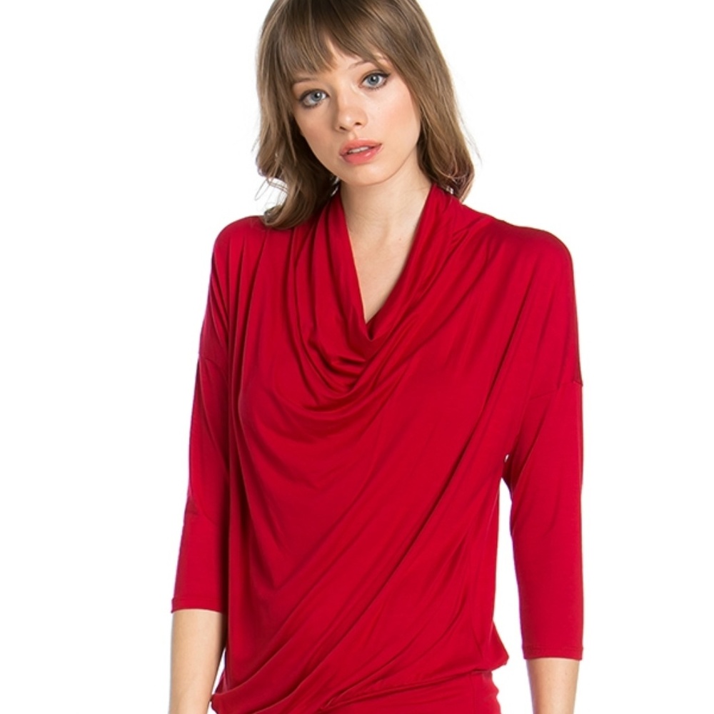 Azules | Drape Neck Top - Red ❤️ Various